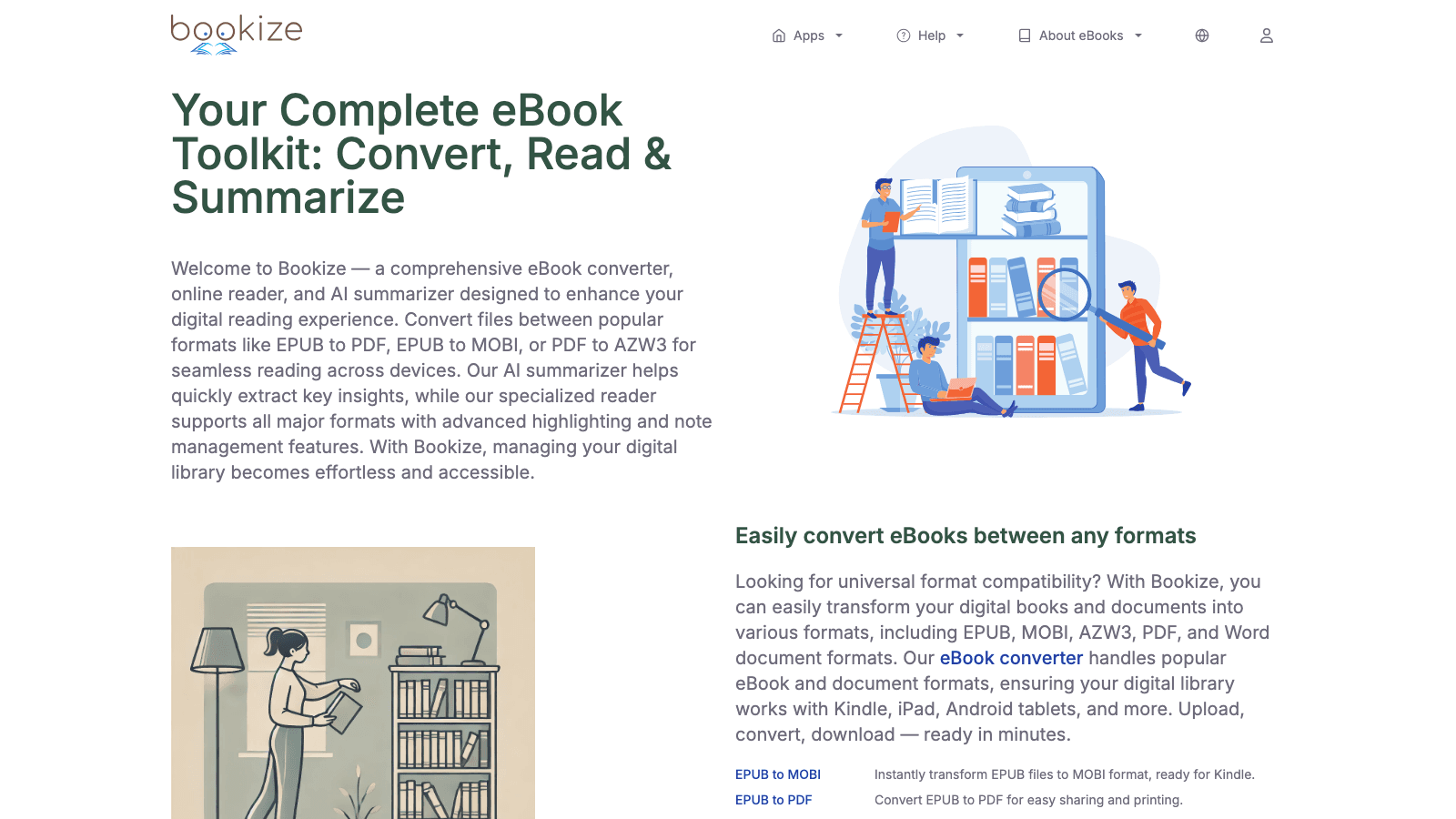 Bookize online reader with Alice in Wonderland open at chapter one